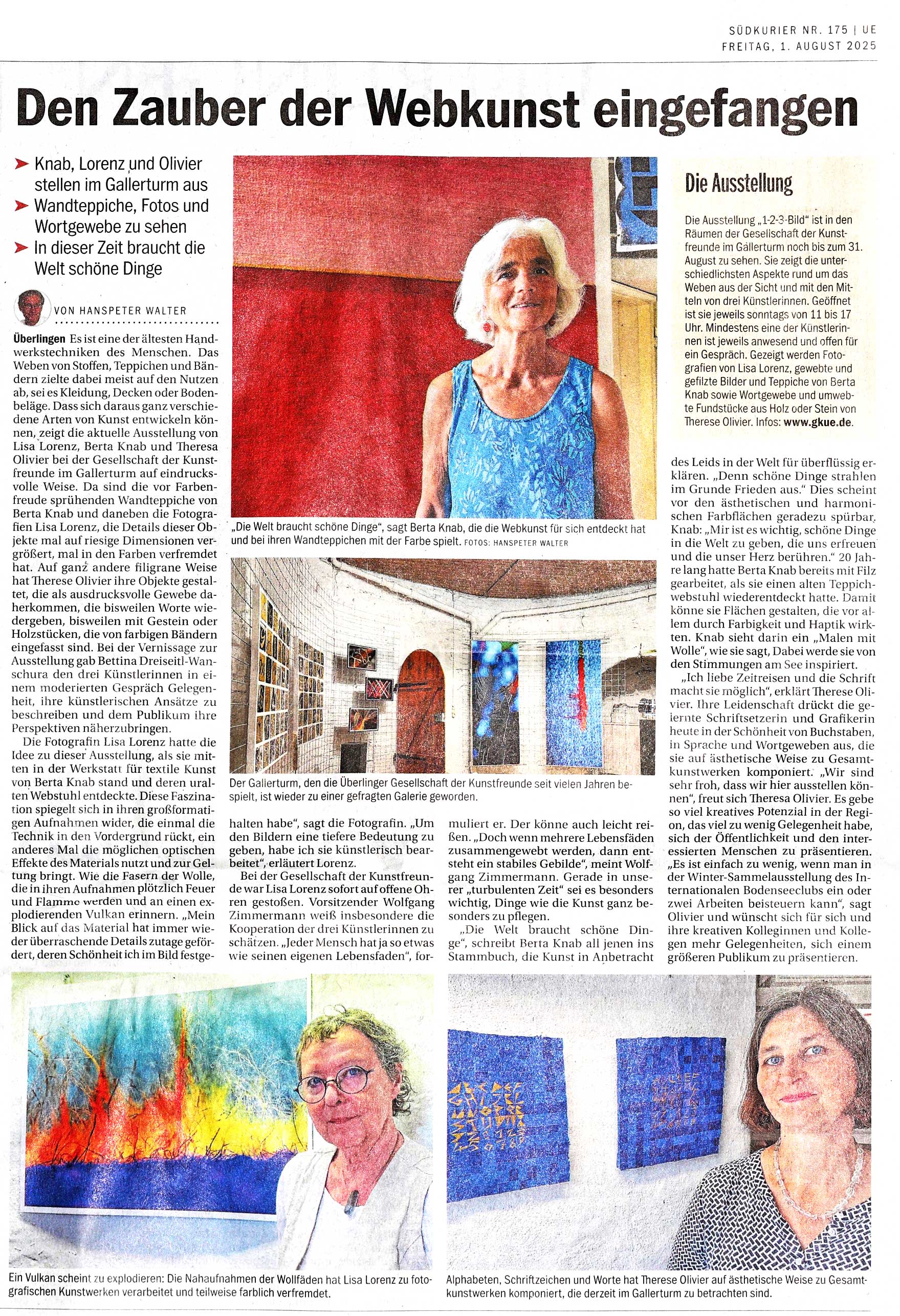 Zauber der Webkunst, 1-2-3-Bild, Bodenseekreis,  Gesellschaft der Kunstfreunde Überlingen, Artikel Südkurier
